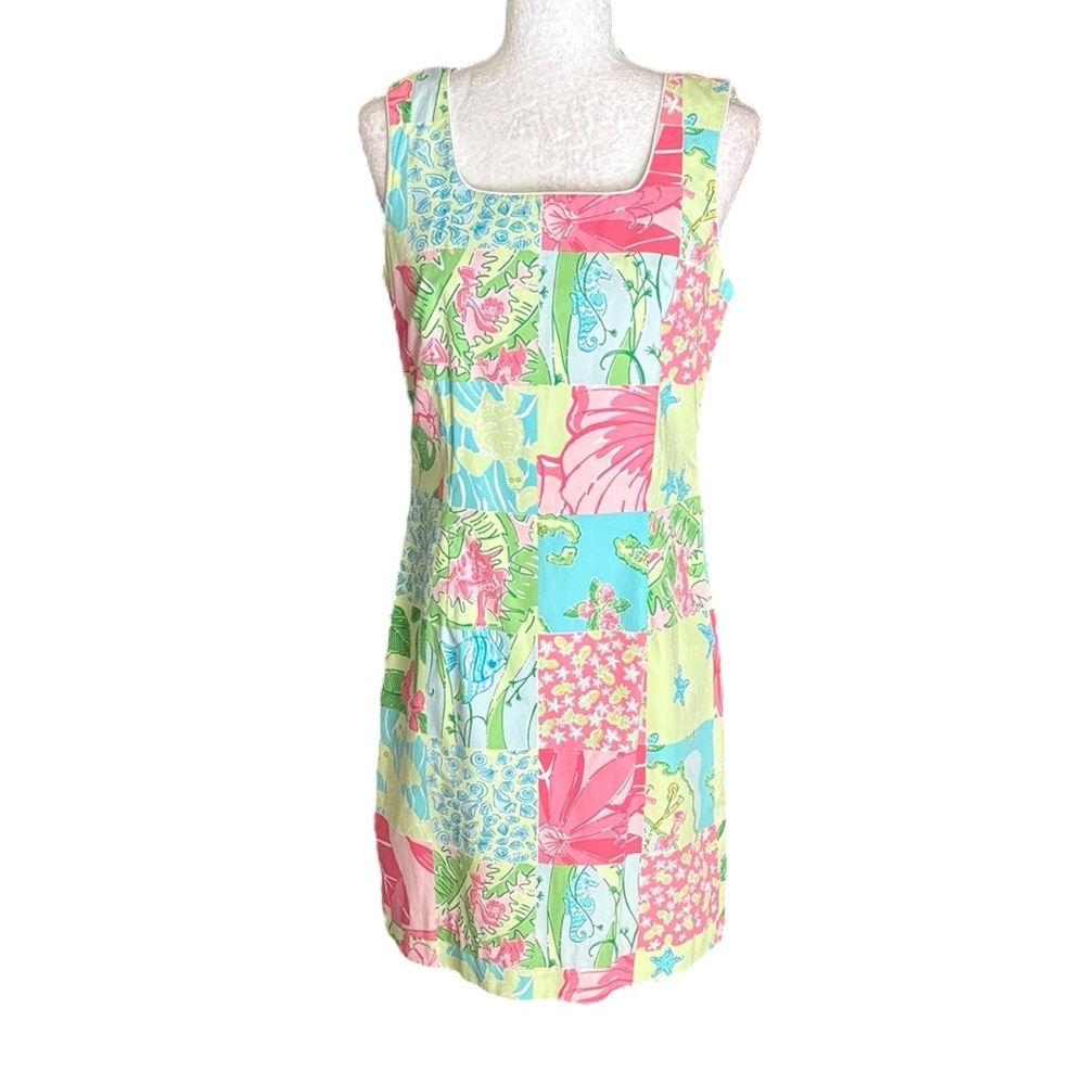 Lilly Pulitzer Vintage Y2K  Krista Island Patch Print Sleeveless Shift Dress - 6